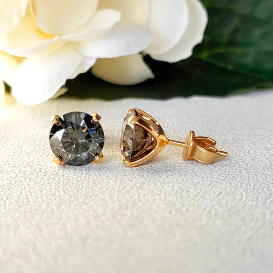 Moissanite Stud Earrings 0.3-3 Carat S925 Sterling Silver Gray Plated
