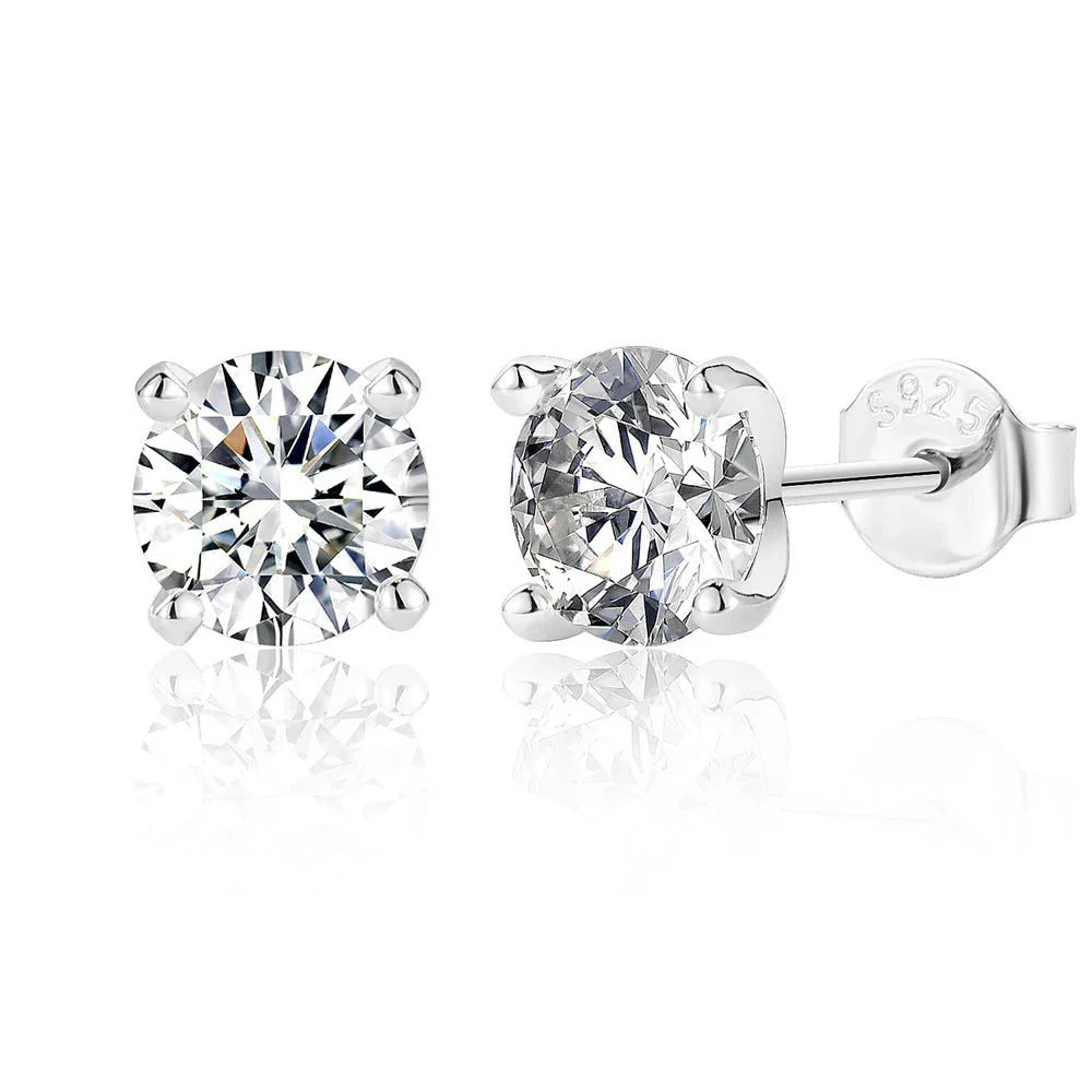 Moissanite 0.5-1.2 Ct D Color Stud Earrings 925 Sterling Silver For Women