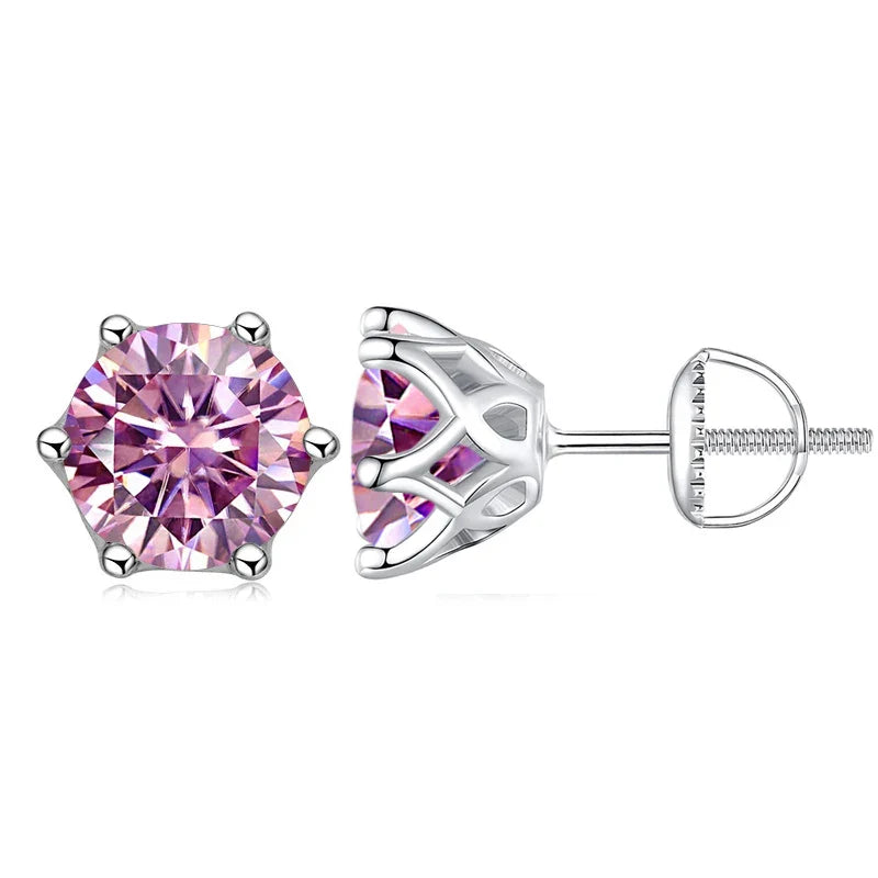 Moissanit-Ohrstecker 0,5-2CT mit Schraubverschluss S925 Sterlingsilber 18K vergoldet