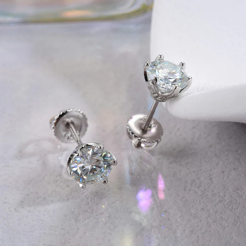 Moissanit-Ohrstecker 0,5-2CT mit Schraubverschluss S925 Sterlingsilber 18K vergoldet