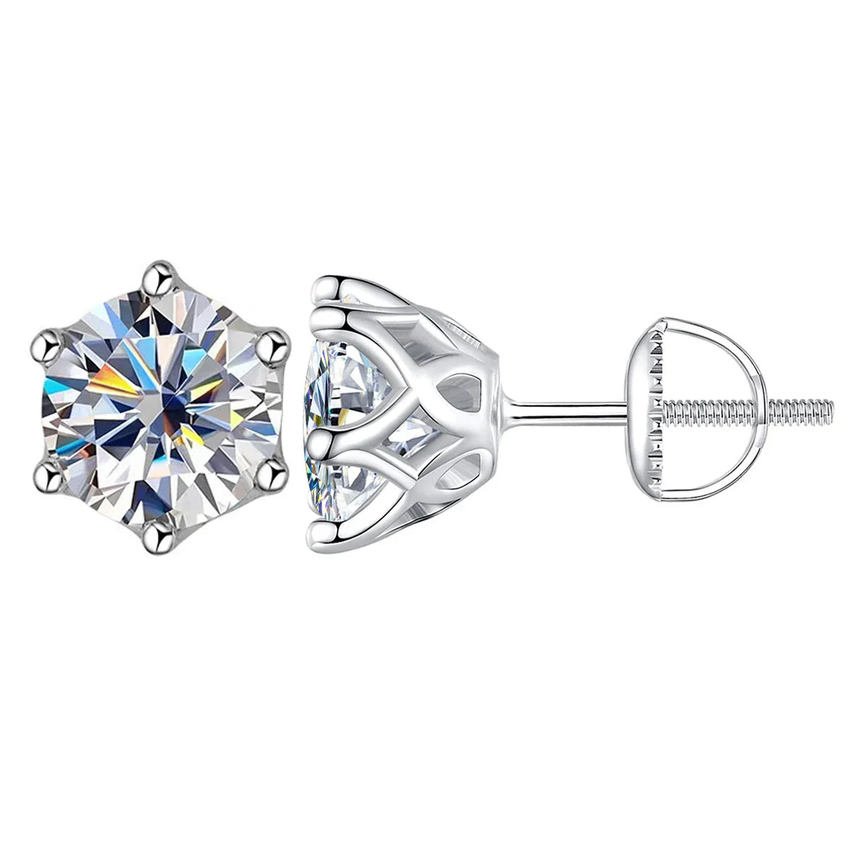 Moissanit-Ohrstecker 0,5-2CT mit Schraubverschluss S925 Sterlingsilber 18K vergoldet