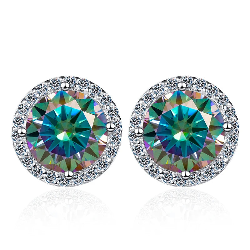 Moissanite Stud Earrings 0.8ct D Color 925 Sterling Silver 18K White Gold
