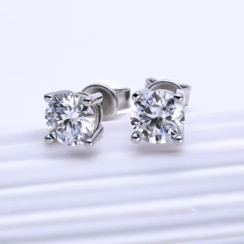 Moissanite Stud Earrings 0.3-2ct Round Certified 925 Sterling Silver Wedding