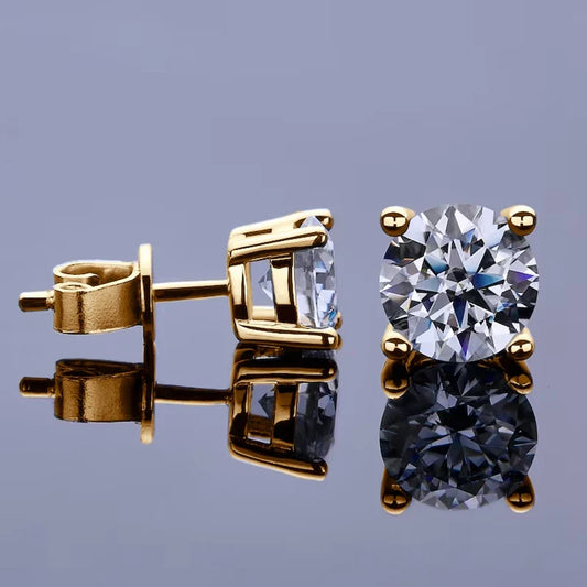 Puces d'oreilles Moissanite 0,3-2 carats rondes certifiées argent sterling 925 mariage