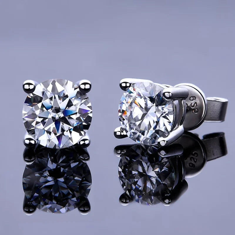 Moissanite Stud Earrings 0.3-2ct Round Certified 925 Sterling Silver Wedding