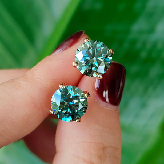 Moissanite Stud Earrings 0.3-3ct Certified S925 Sterling Silver Cyan Colorfast