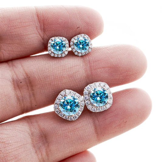 Moissanite Stud Earrings 0.5-1.0CT Multi 925 Sterling Silver 18K Plated Gift