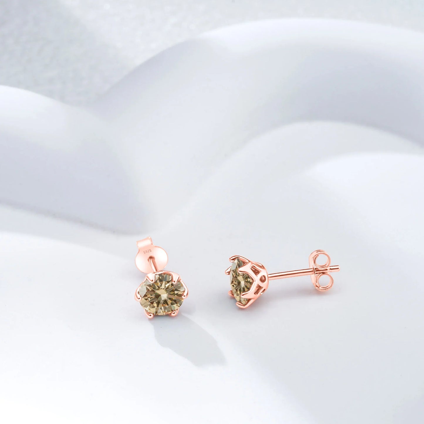 Moissanite Stud Earrings 0.5-2 CT 925 Sterling Silver Rose Gold Plated Gift