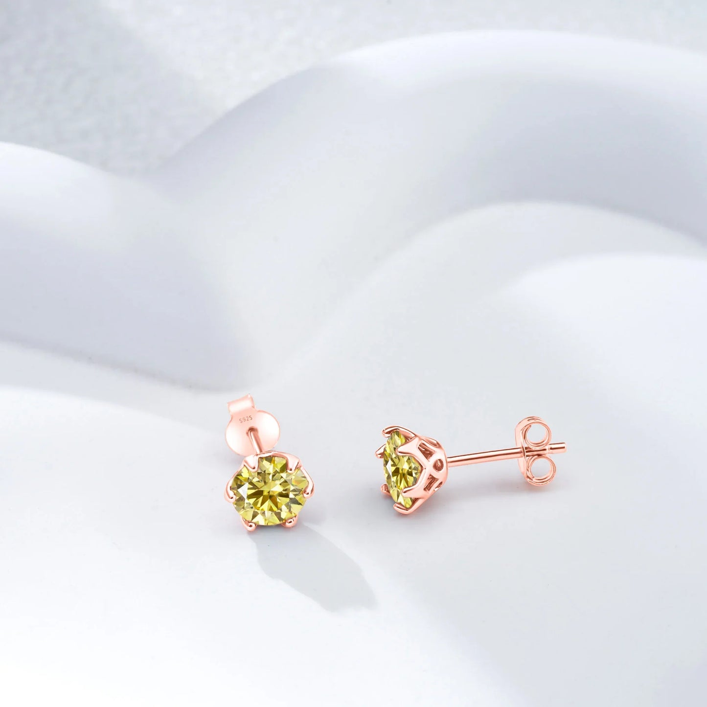 Moissanite Stud Earrings 0.5-2 CT 925 Sterling Silver Rose Gold Plated Gift
