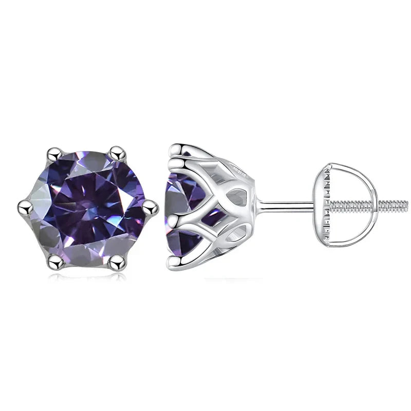 Moissanit-Ohrstecker 0,5-2CT mit Schraubverschluss S925 Sterlingsilber 18K vergoldet