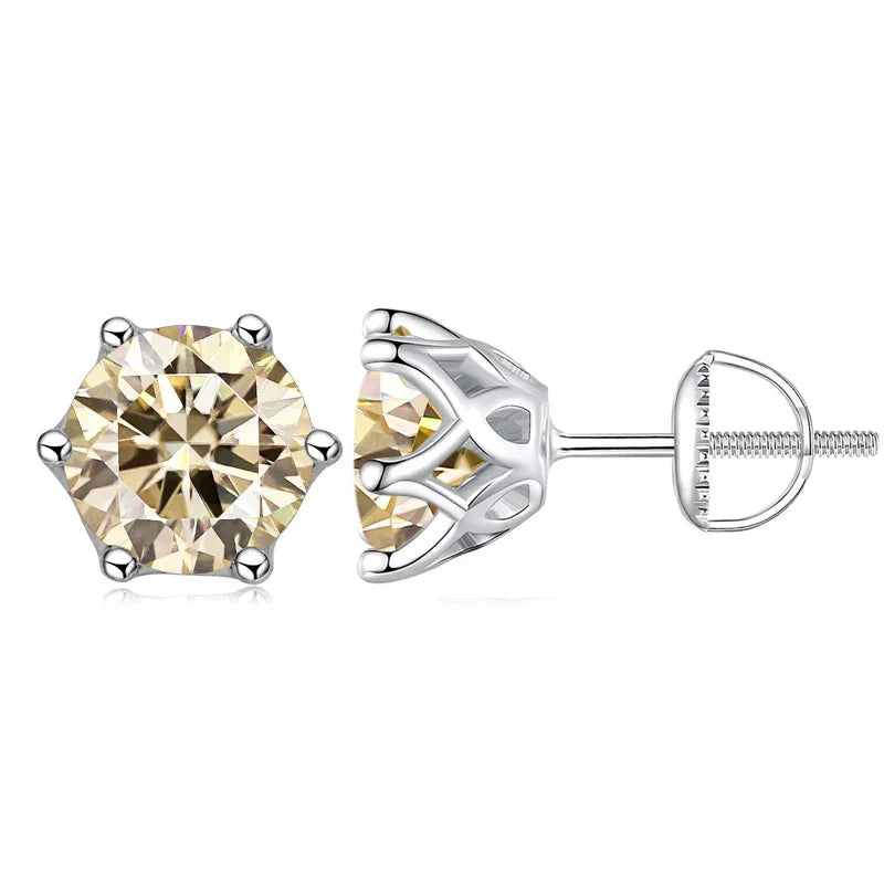 Moissanit-Ohrstecker 0,5-2CT mit Schraubverschluss S925 Sterlingsilber 18K vergoldet