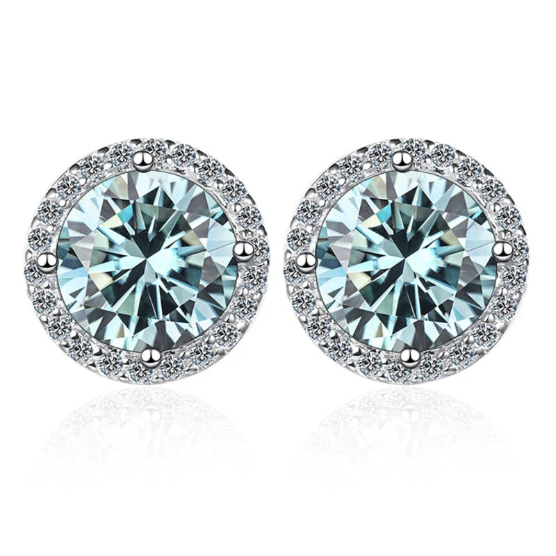 Moissanite Stud Earrings 0.8ct D Color 925 Sterling Silver 18K White Gold