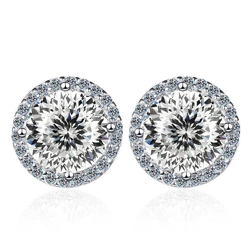 Moissanite Stud Earrings 0.8ct D Color 925 Sterling Silver 18K White Gold