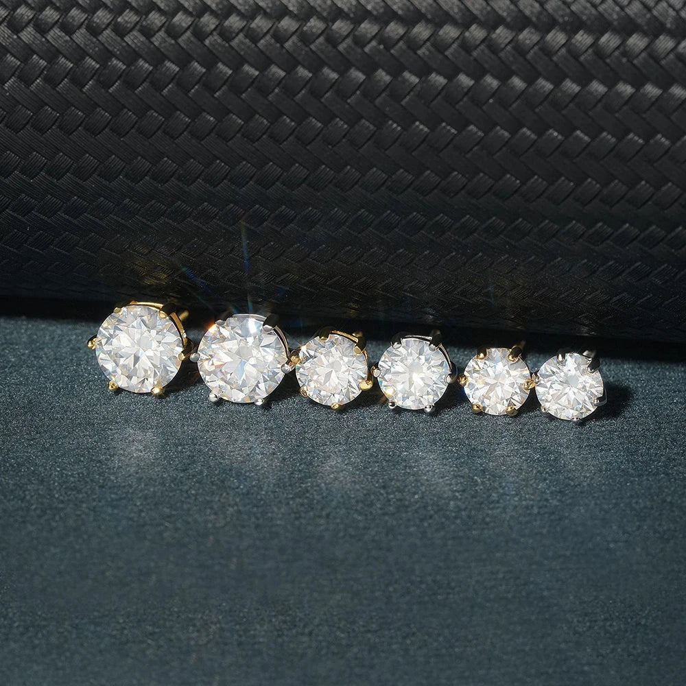 Moissanite Stud Earrings 1-6ct GRA Certified 21 Colors 925 Sterling Silver
