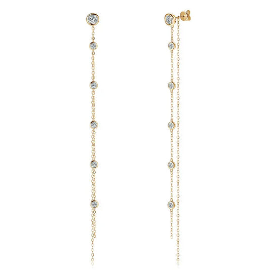 Moissanite Stud Earrings 2ct D Color VVS1 Round Cut 925 Sterling Silver Tassel