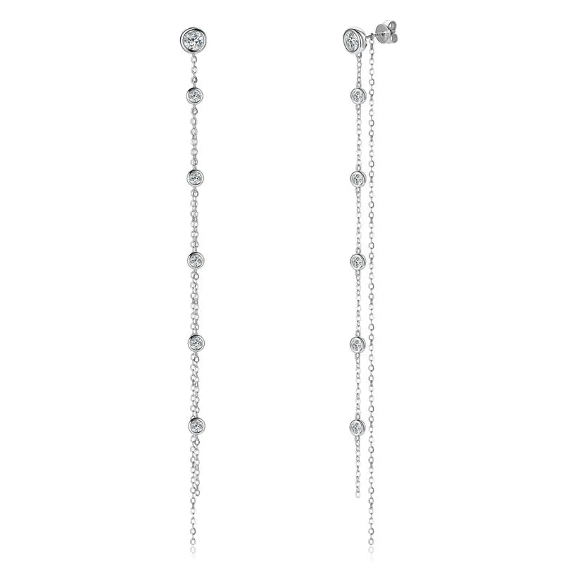 Boucles d'oreilles clous en moissanite 2 carats, couleur D, coupe ronde VVS1, pompon en argent sterling 925