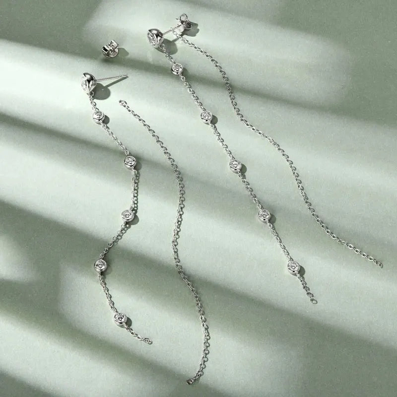 Boucles d'oreilles clous en moissanite 2 carats, couleur D, coupe ronde VVS1, pompon en argent sterling 925