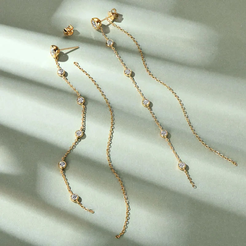 Boucles d'oreilles clous en moissanite 2 carats, couleur D, coupe ronde VVS1, pompon en argent sterling 925