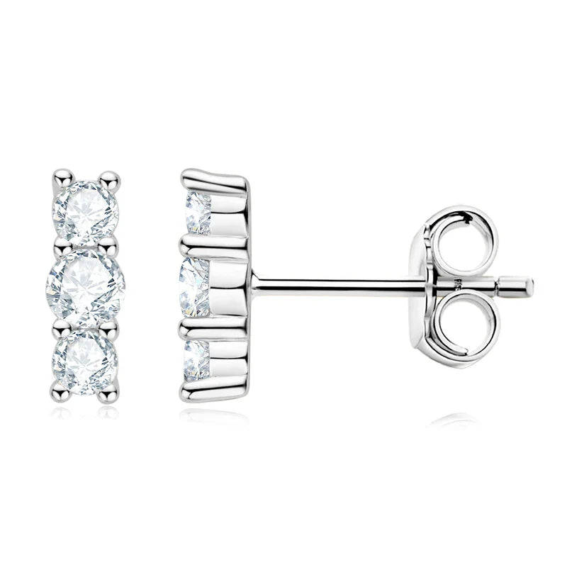 Boucles d'oreilles clous en moissanite, mini-clous d'oreilles montantes incurvées en argent sterling 925 pour femmes