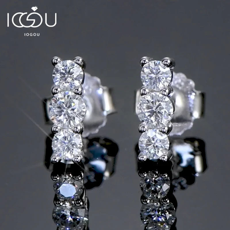 Boucles d'oreilles clous en moissanite, mini-clous d'oreilles montantes incurvées en argent sterling 925 pour femmes