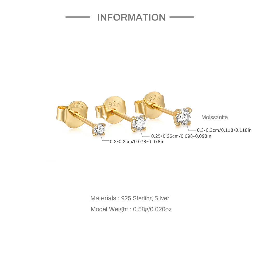 Moissanite 0.5-1.2 Ct D Color Stud Earrings 925 Sterling Silver For Women