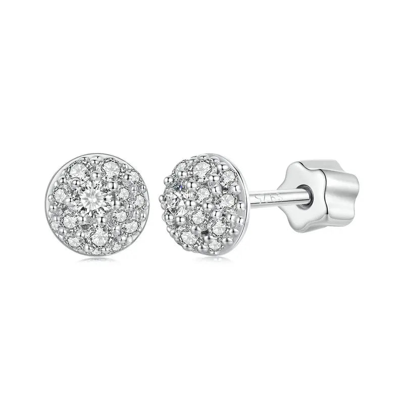 Puces d'oreilles Moissanite Hémisphère Argent Sterling 925 Éclatantes Pour Maman