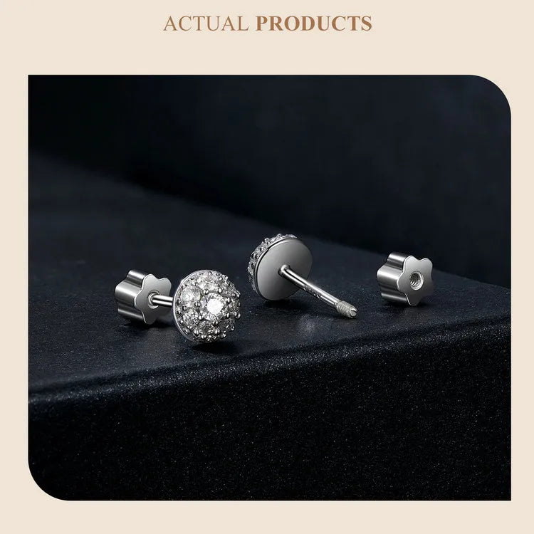 Puces d'oreilles Moissanite Hémisphère Argent Sterling 925 Éclatantes Pour Maman
