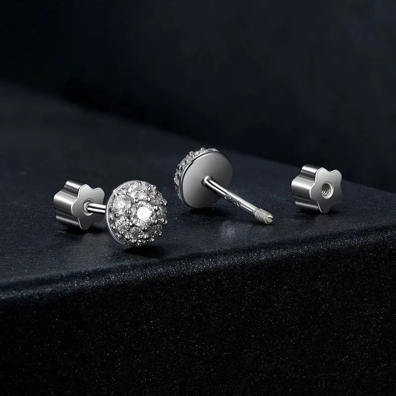 Puces d'oreilles Moissanite Hémisphère Argent Sterling 925 Éclatantes Pour Maman