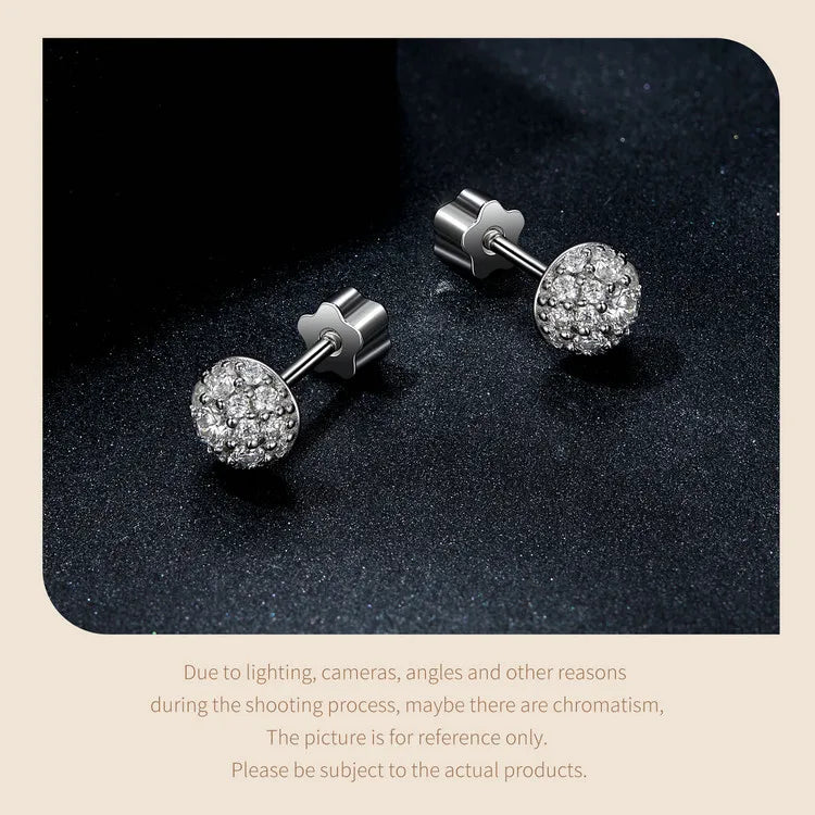 Puces d'oreilles Moissanite Hémisphère Argent Sterling 925 Éclatantes Pour Maman