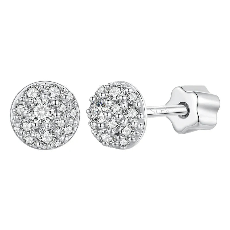 Puces d'oreilles Moissanite Hémisphère Argent Sterling 925 Éclatantes Pour Maman
