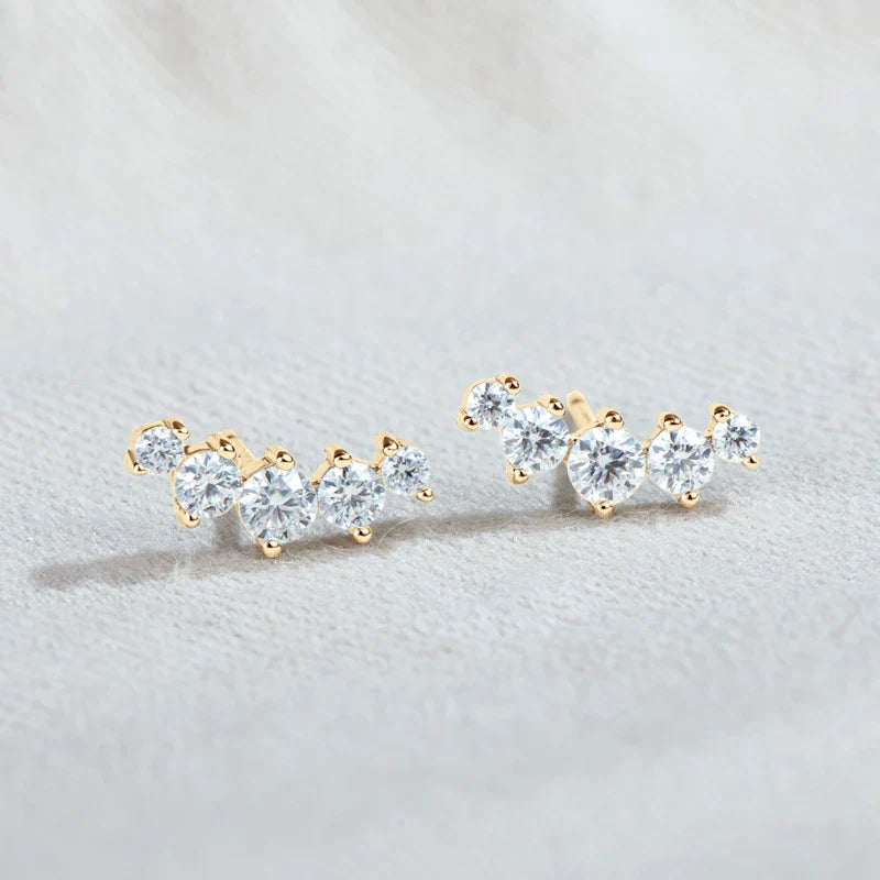 Boucles d'oreilles clous en moissanite, mini-clous d'oreilles montantes incurvées en argent sterling 925 pour femmes