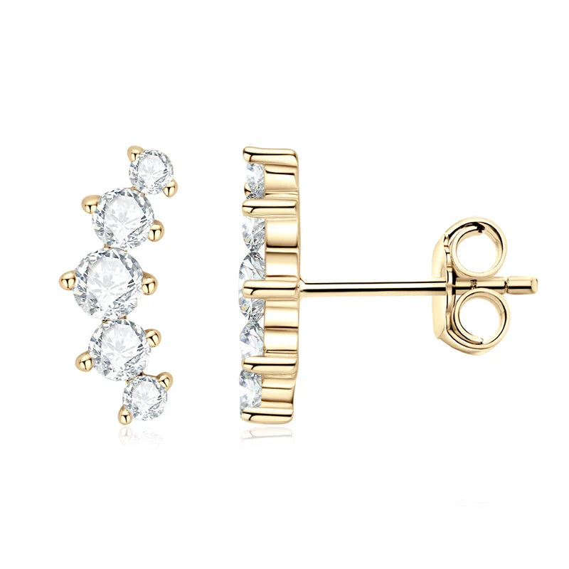 Boucles d'oreilles clous en moissanite, mini-clous d'oreilles montantes incurvées en argent sterling 925 pour femmes