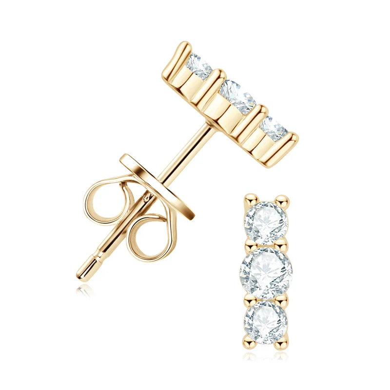 Boucles d'oreilles clous en moissanite, mini-clous d'oreilles montantes incurvées en argent sterling 925 pour femmes