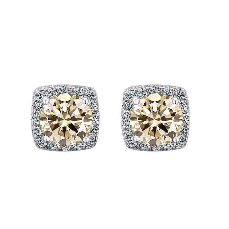 Moissanit-Ohrstecker 925 Sterling Silber Rundschliff Klassischer Damenschmuck