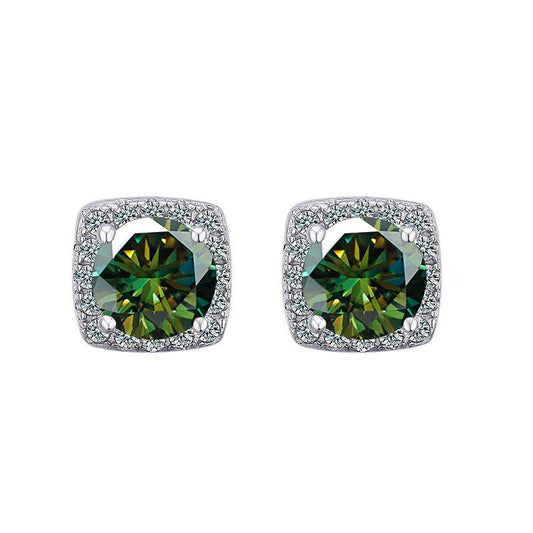 Moissanite Stud Earrings 925 Sterling Silver Round Cut Classic Women's Jewelry