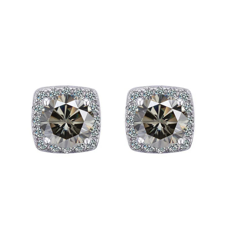Moissanit-Ohrstecker 925 Sterling Silber Rundschliff Klassischer Damenschmuck