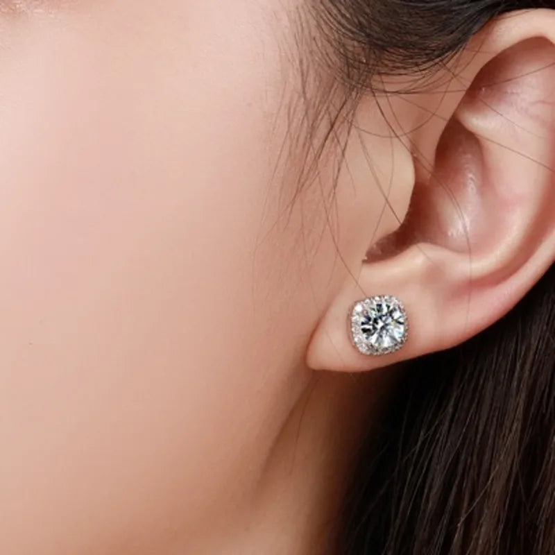 Moissanit-Ohrstecker 925 Sterling Silber Rundschliff Klassischer Damenschmuck