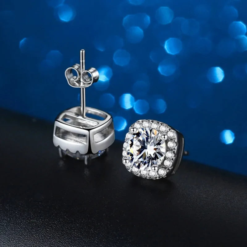 Moissanit-Ohrstecker 925 Sterling Silber Rundschliff Klassischer Damenschmuck