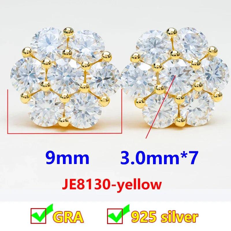 Moissanit-Ohrstecker 925 Sterling Silber D Farbe Blumen-Ohrringe für Damen