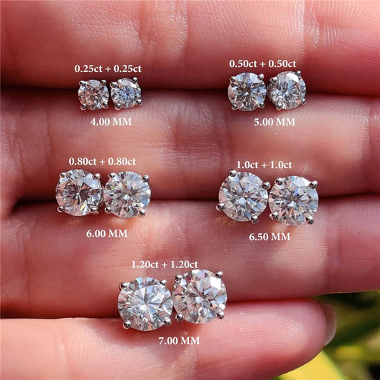 Moissanit-Ohrstecker 0,5-1,2 Karat D-Farbe 925er Sterlingsilber für Damen