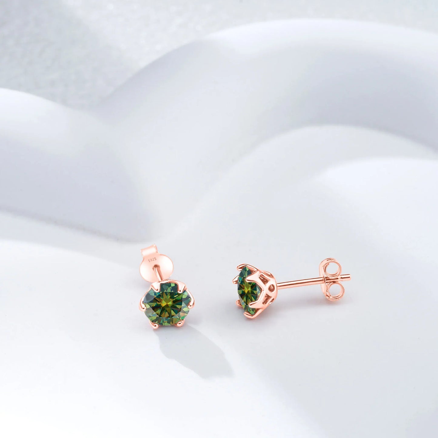 Moissanite Stud Earrings 0.5-2 CT 925 Sterling Silver Rose Gold Plated Gift