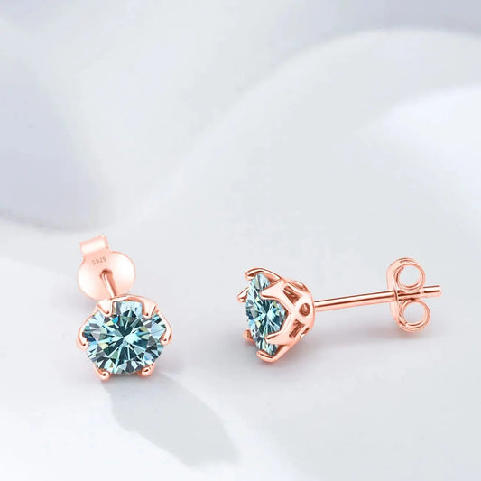 Moissanite Stud Earrings 0.5-2 CT 925 Sterling Silver Rose Gold Plated Gift