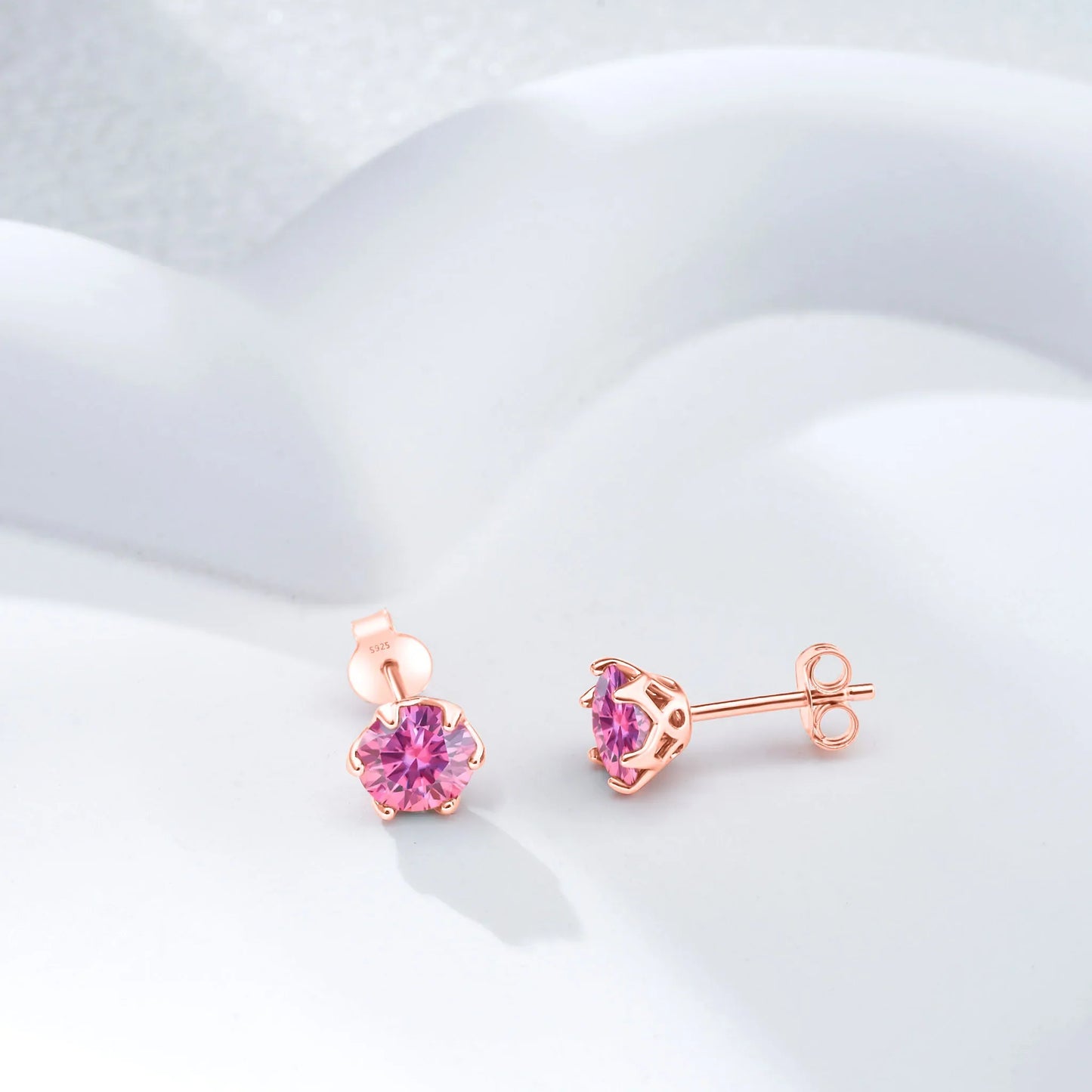 Moissanite Stud Earrings 0.5-2 CT 925 Sterling Silver Rose Gold Plated Gift