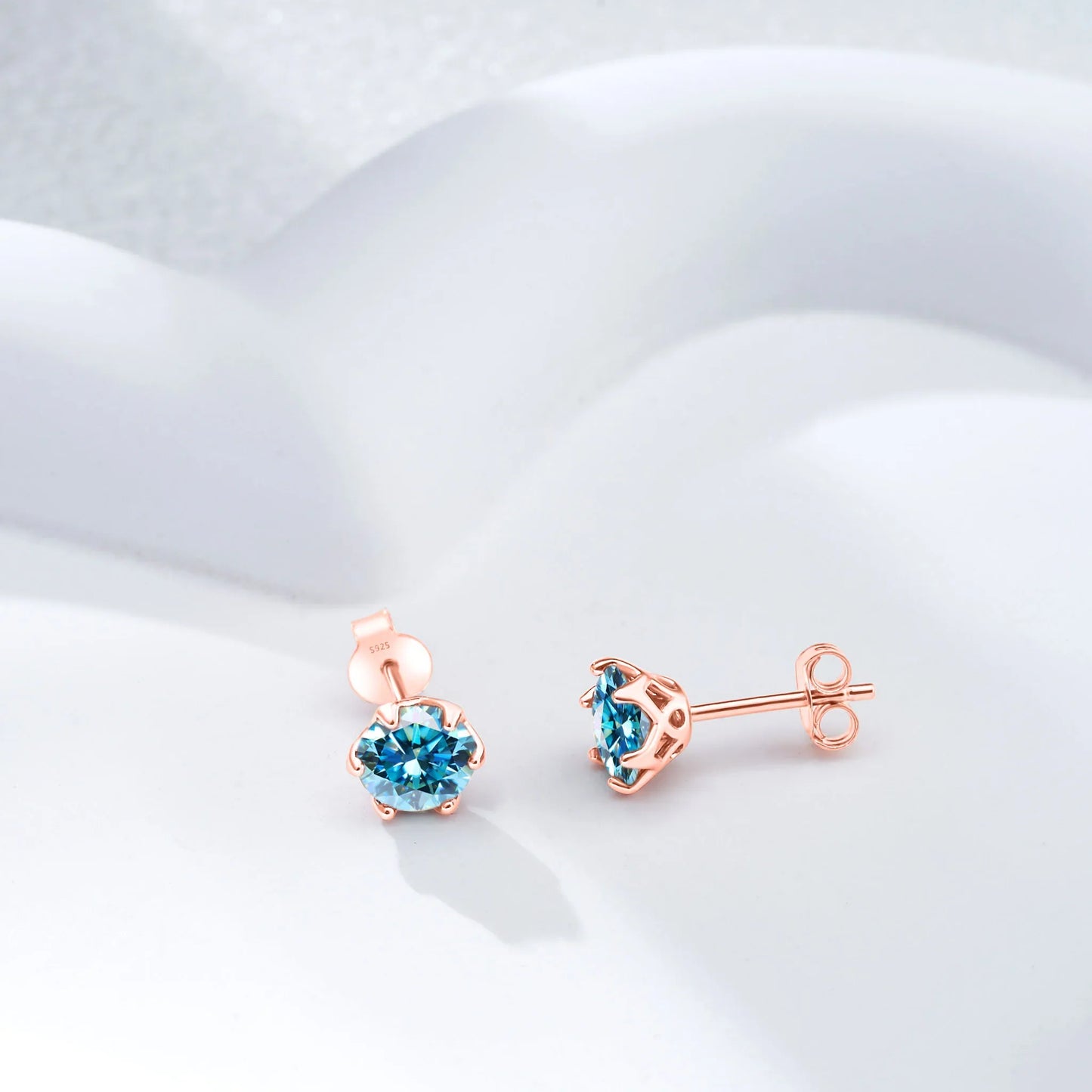 Moissanite Stud Earrings 0.5-2 CT 925 Sterling Silver Rose Gold Plated Gift