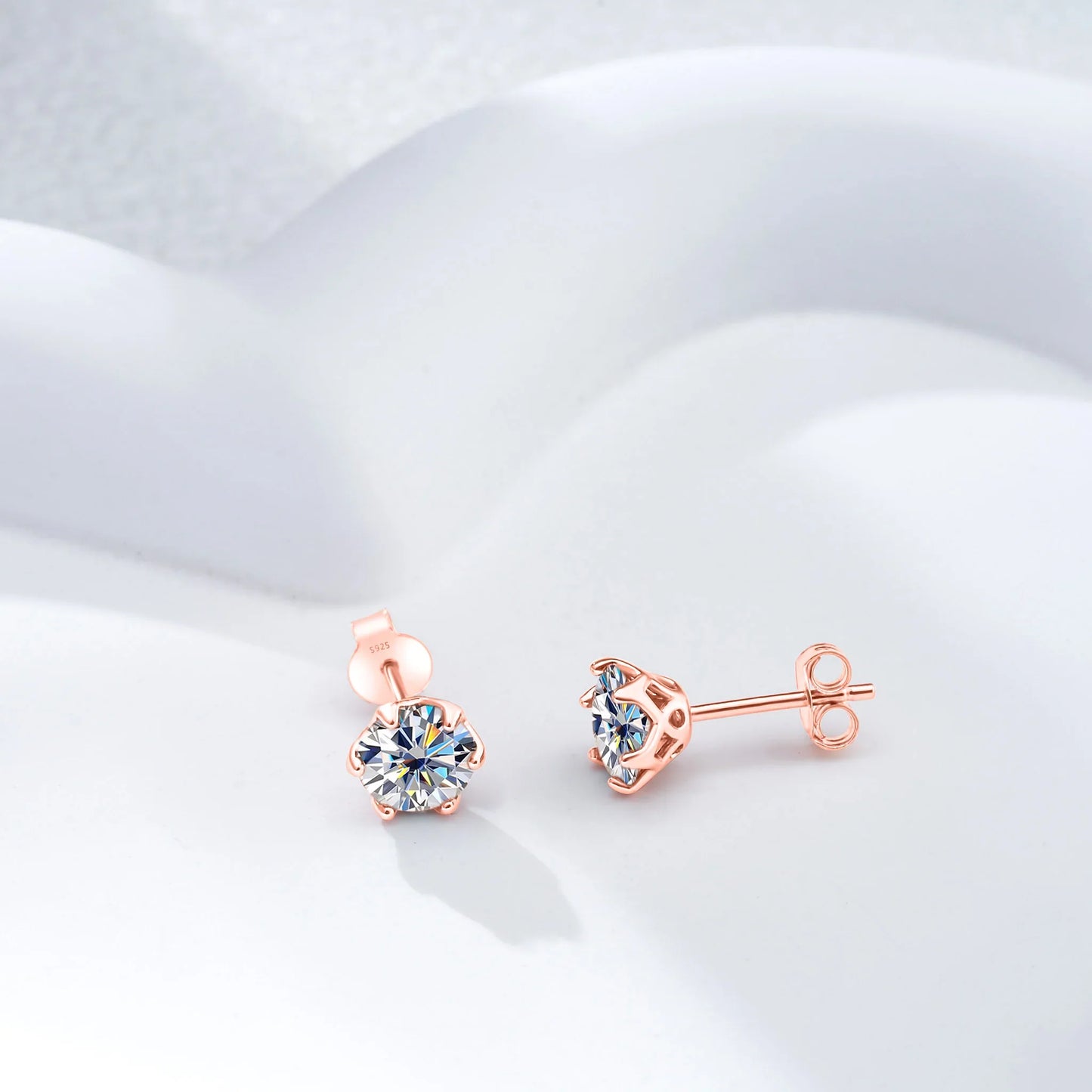 Moissanite Stud Earrings 0.5-2 CT 925 Sterling Silver Rose Gold Plated Gift