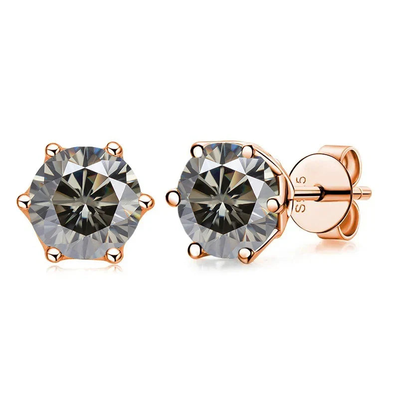 Moissanit-Ohrstecker 0,5/1/2 CT, rosévergoldet, Sterlingsilber 925