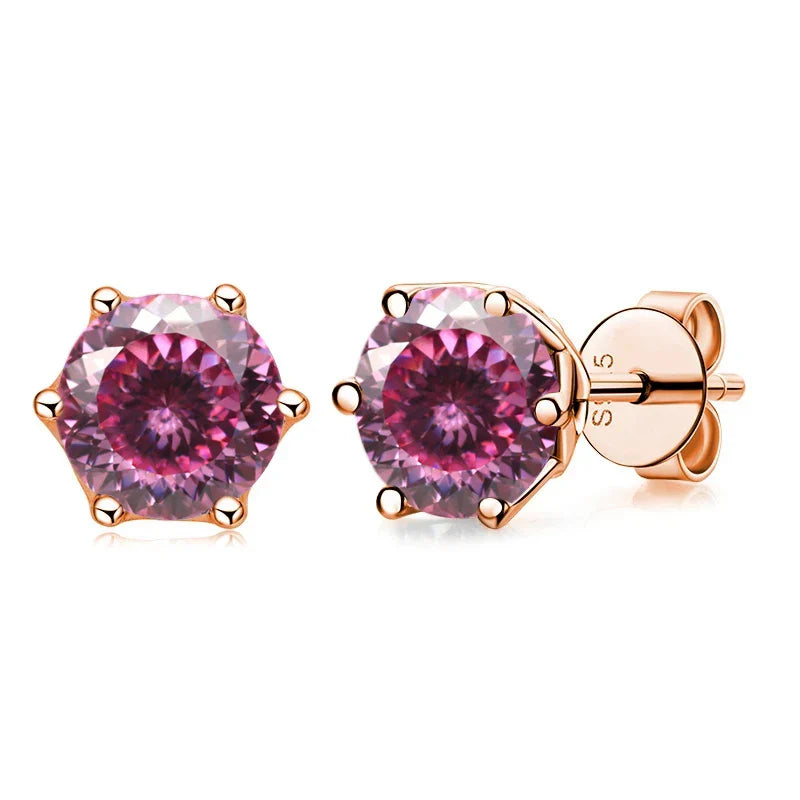 Moissanit-Ohrstecker 0,5/1/2 CT, rosévergoldet, Sterlingsilber 925