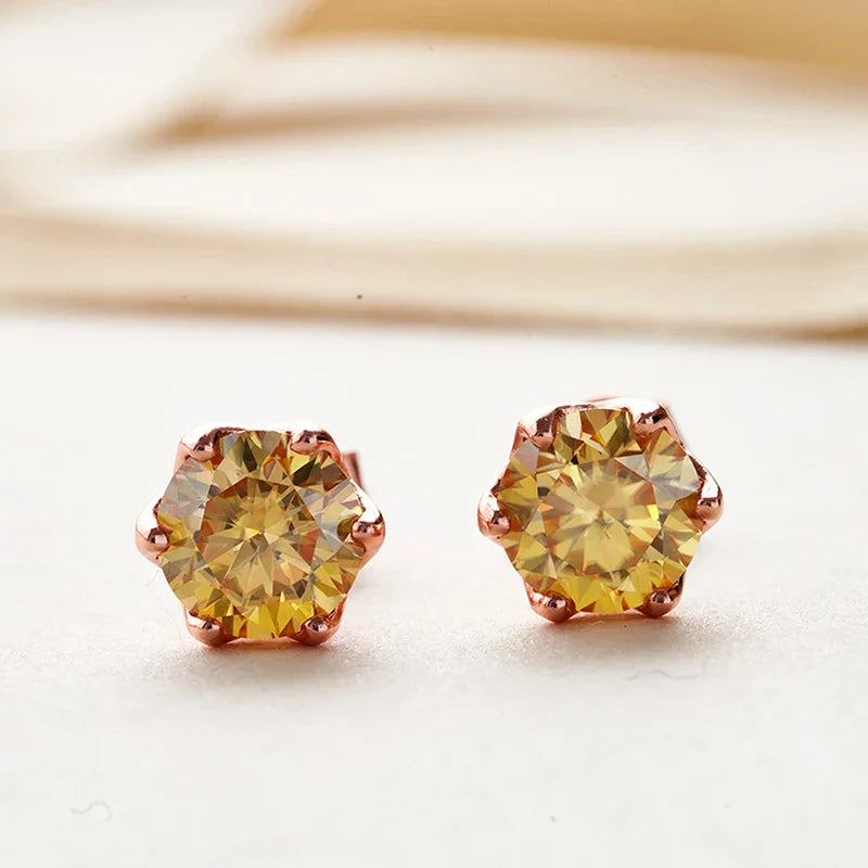 Moissanit-Ohrstecker 0,5/1/2 CT, rosévergoldet, Sterlingsilber 925
