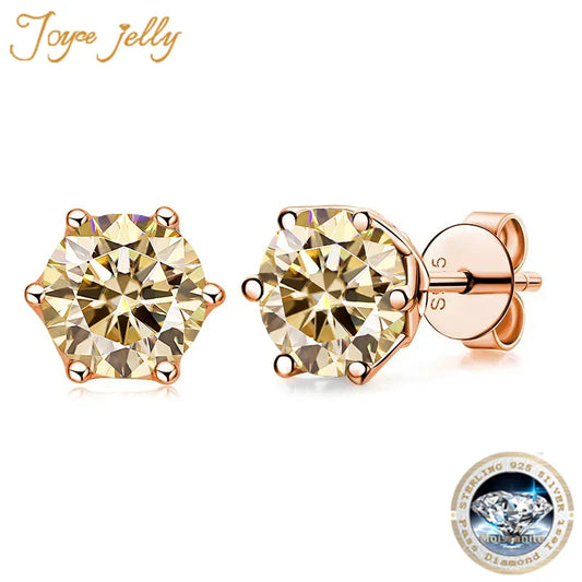 Puces d'oreilles Moissanite 0,5/1/2 CT en argent sterling 925 plaqué or rose