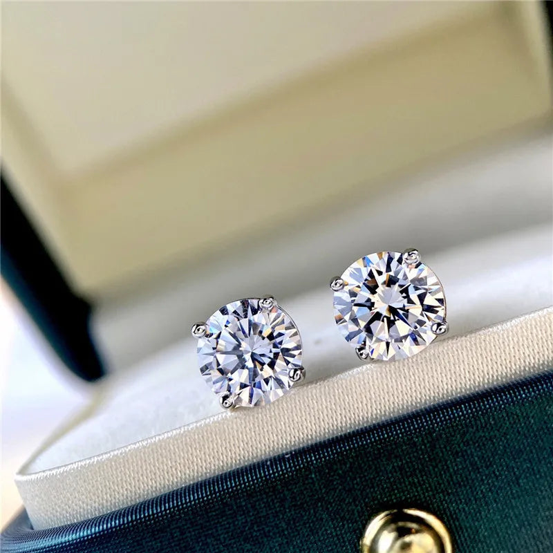 Moissanite Stud Earrings 0.3-2ct Round Certified 925 Sterling Silver Wedding
